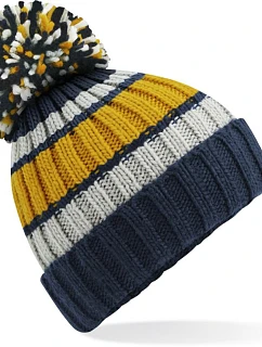 Beechfield B 392 Pletená čepice s pruhy "Hygge" 53.0392 dijon blue