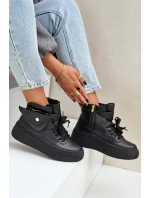 Vysoké sneakersy s kapsou na platformě černé Saramis