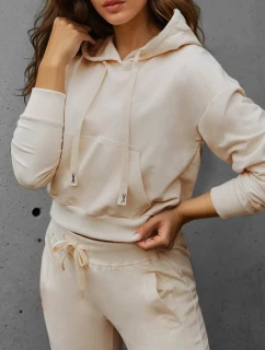 FashionStreet dámská krémová mikina s kapucí BY1536