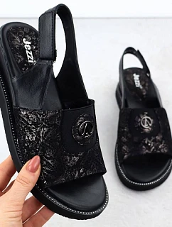 Dámské zvýšené sandály s gumou černé Jezzi RMR2267-2