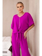 Souprava halenky a kalhot tmavě fialová