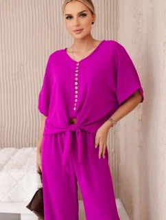 Souprava halenky a kalhot tmavě fialová