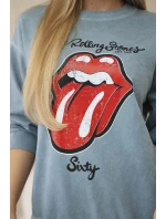 Bavlněná souprava otřená potiskem teplákové + kalhoty džínovina