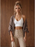 Dámský oversize kardigan bez zapínání, hnědý, FashionStreet MY2565