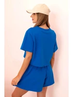 Dámský bavlněný komplet s širokými šortkami chrpově modrá Dámský bavlněný komplet s širokými šortkami chrpově modrá
