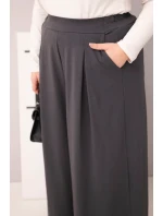 Dámské bavlněné kalhoty Plus Size s širokými nohavicemi a volným střihem grafitové