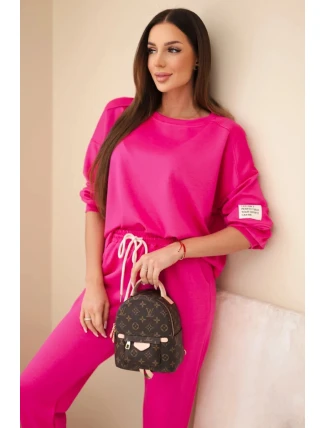 Komplet teplákové + kalhoty máslová látka fuchsie