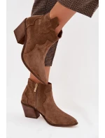 Kovbojky z pravé semišové kůže Zazoo 3153 Khaki