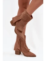 Dámské kotníkové botky na podpatku Idalia – světle hnědé Dámské kotníkové botky na podpatku Idalia – světle hnědé