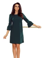 Dámské šaty v lahvově zelené barvě s krajkou na rukávech model 6361560