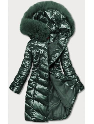 Zelená dámská zimní bunda s kapucí (TY037-38)