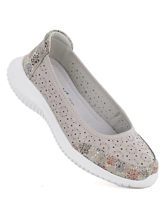 Dámská prolamovaná kožená obuv béžová S.Barski 7035