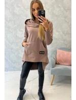 Mikina s dlouhými zády a kapucí mocca Mikina s dlouhými zády a kapucí mocca