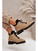 Nízké Dámské Kotníkové Boty Zateplené Z Eko Kůže Béžové Erisabelle