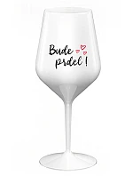 BUDE PRDEL! - biely nerozbitný pohár na víno 470 ml