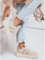 Dámské tenisky s kožešinou na platformě béžové FashionStreet ZY1081 Dámské tenisky s kožešinou na platformě béžové FashionStreet ZY1081