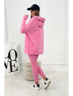 Bavlněná mikina s kapucí + legíny růžový Bavlněná mikina s kapucí + legíny růžový