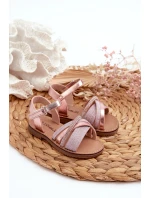 Lesklé Dětské Sandálky Na Suchý Zip Růžové Delphina
