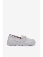 Dámské Kožené Mokasíny se Zlatým Detailem Jasnoszare Vinceza 88007