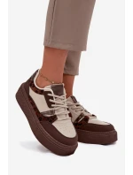 Dámské sneakersy na platformě Big Star SS274356 leopardí hnědo-bežové
