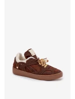 Dámské tenisky na platformě s teplým kožíškem hnědé Solvia