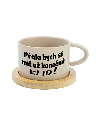 PŘÁLA BYCH SI MÍT UŽ KONEČNĚ KLID! - krémový hrníček makronka 200 ml PŘÁLA BYCH SI MÍT UŽ KONEČNĚ KLID! - krémový hrníček makronka 200 ml