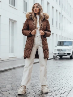 Dámská zimní bunda VIRELIA prošívaná s kapucí hnědá FashionStreet TY4936