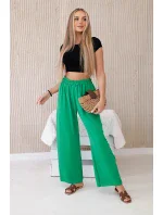 Kalhoty se širokými nohavicemi zelená