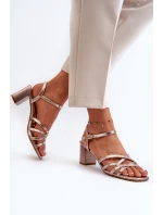 Dámské sandály na podpatku Sergio Leone SK065 Zlaté