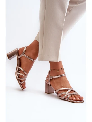 Dámské sandály na podpatku Sergio Leone SK065 Zlaté