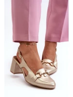 Kožené sandály na podpatku Maciejka 06419-25 Zlaté