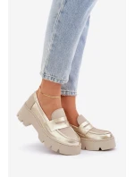 Kožené Dámské Mokasíny Na Platformě A Plochém Podpatku Panteří Zazoo 20191 Zlaté