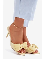 Dámské sandály na jehlovém podpatku s mašlí Žluté Jelessa