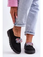 Dámské Slip-on Tenisky s Kameny Černá Simple