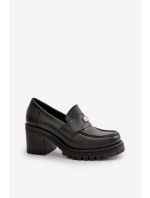 Zazoo 20168 Elegantní Dámské Polobotky Na Podpatku Přírodní Kůže Černá