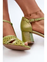 Dámské kožené sandály na podpatku Maciejka 06551-09 limetkové