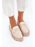 Dámské Mokasíny Eko Kožené S Krystaly Béžové Wilamla