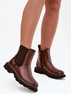 Dámské zimní kotníkové boty na zip hnědé Rivelia