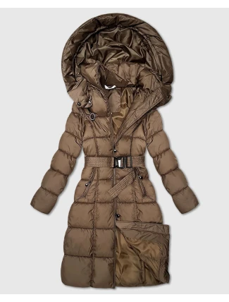 Hnědá dlouhá a hrubší zimní bunda s opaskem Minority (P3-6033-305) Hnědá dlouhá a hrubší zimní bunda s opaskem Minority (P3-6033-305)
