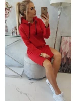 Šaty s kapucí a bočním rozparkem červené Šaty s kapucí a bočním rozparkem červené