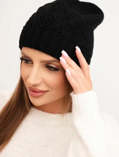 Dámská zimní čepice z vlny a s geometrickým vzorem K479 černá