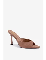 Sandály z imitace semiše na jehlovém podpatku Khaki Cherryssa