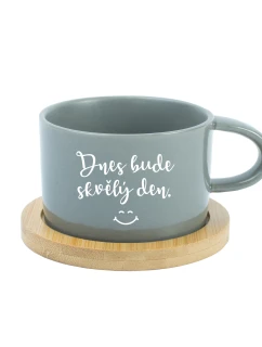 DNES BUDE SKVĚLÝ DEN - šedý hrníček makronka 200 ml