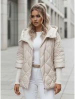 Dámská přechodná prošívaná bunda oversize PUFFILOF light beige FashionStreet TY4856