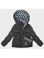 Černá volná dámská bunda s kapucí (8118) Černá volná dámská bunda s kapucí (8118)