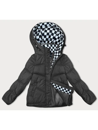 Černá volná dámská bunda s kapucí (8118) Černá volná dámská bunda s kapucí (8118)