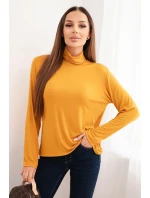 Dámská viskózová blůza s rolákem a dlouhým rukávem hořčicová Dámská viskózová blůza s rolákem a dlouhým rukávem hořčicová