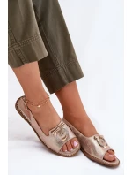 Elegantní Sandály S Dekorací Na Plochém Podpatku S.Barski KV51-003 Růžové Zlato