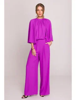 S397 Kombinéza s širokými rukávy a rozdělenými zády - levandulová