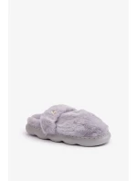 Futrzane Pantofle S Malou Broží Šedé Primaria Futrzane Pantofle S Malou Broží Šedé Primaria